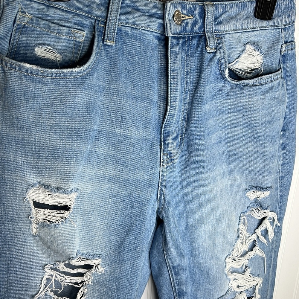 Flying Monkey Super High Rise Rigid Straight Distressed Jeans Size 27 - Picture 4 of 13